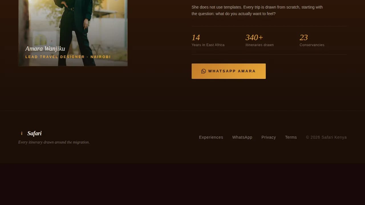 Safari — Curated Kenya Travel Experience Landing Page Template