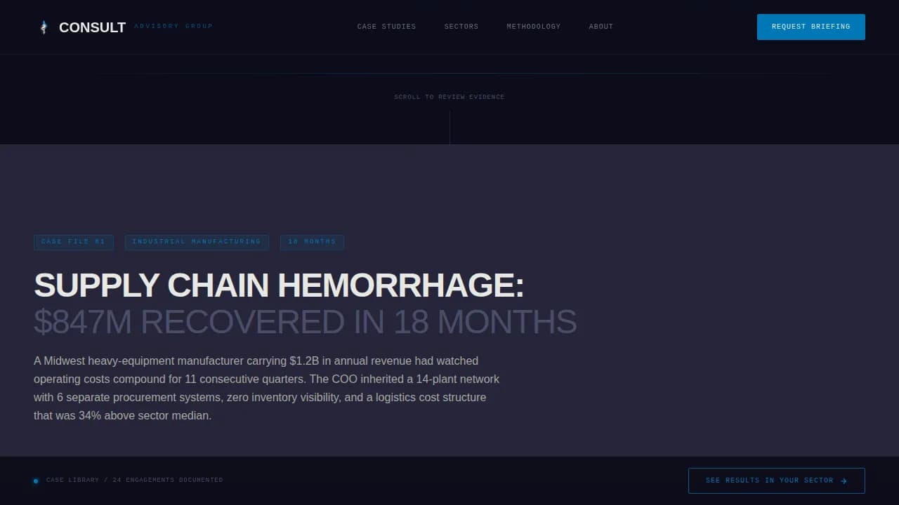 B2B Management Consulting Motion Case Study Website Template