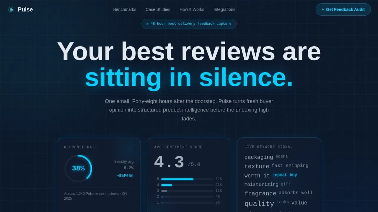Pulse — Instant Feedback Analytics Dashboard Landing Page Template