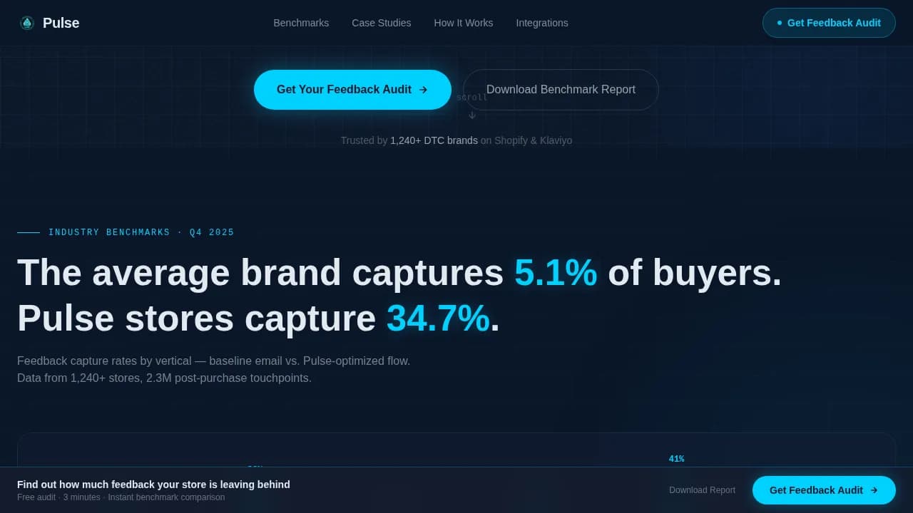 Pulse — Instant Feedback Analytics Dashboard Landing Page Template