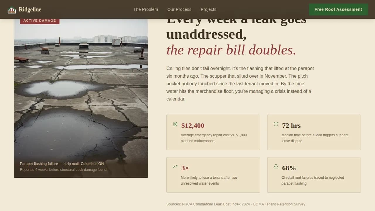 Peak — Certified Residential Roofing Landing Page Template