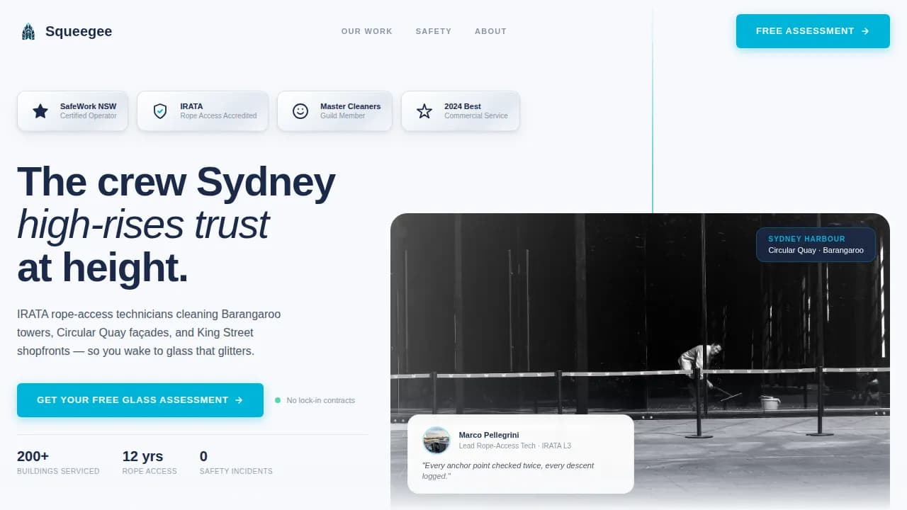 Clarity — Professional Skyscraper Cleaning Landing Page Template