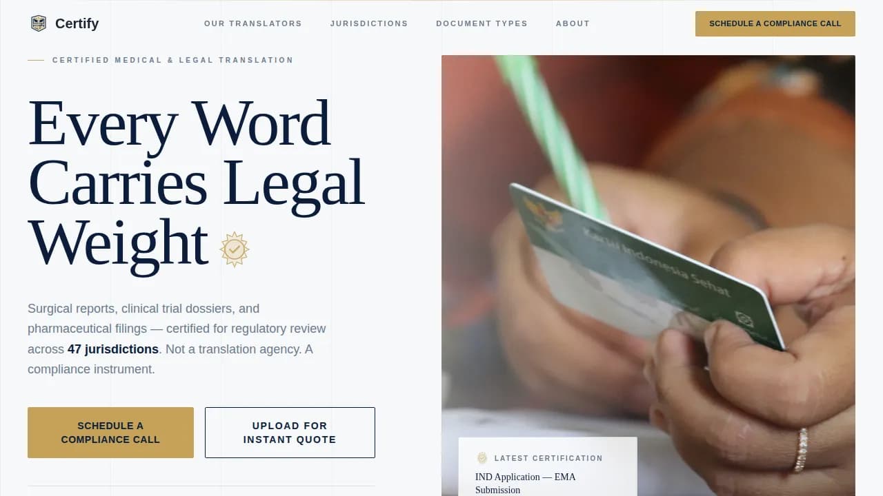 Validate — Expert Medical Translation Landing Page Template