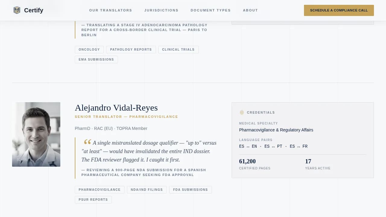 Validate — Expert Medical Translation Landing Page Template
