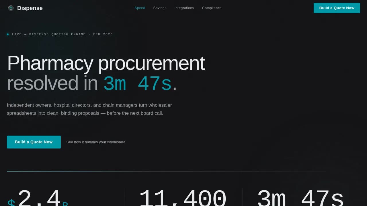 Dispense - Precision Pharmacy Quoting Landing Page Template