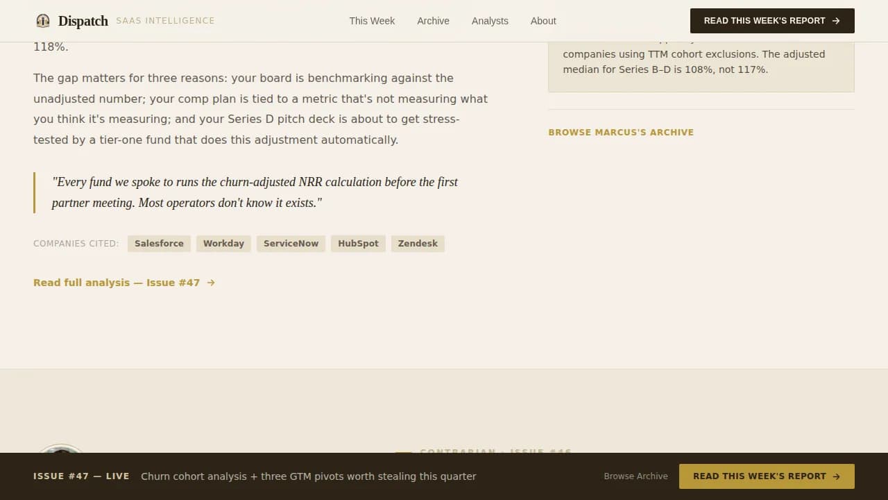 Dispatch - Authoritative SaaS Operator Intelligence Landing Page Template