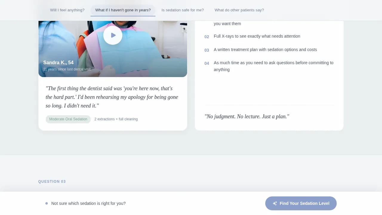 Ease - Sedation Dentistry Testimonial Landing Page Template