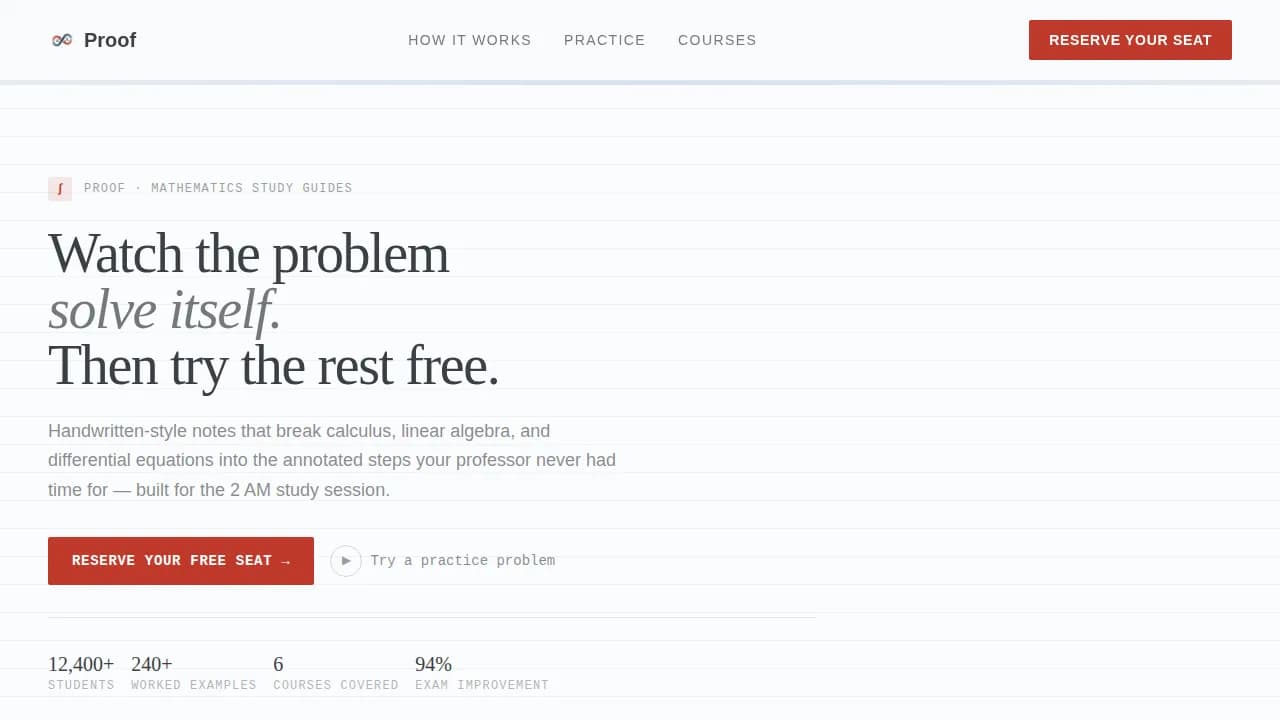 Proof — Expert Algebra Tutoring Landing Page Template