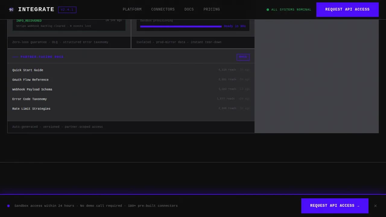 Integrate — Seamless API Connector Landing Page Template