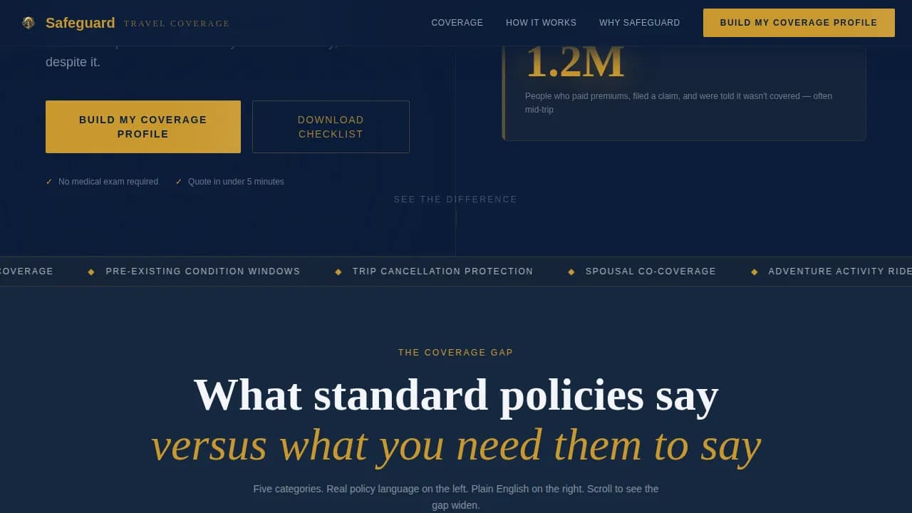 Safeguard — Expert Travel Insurance Quote Landing Page Template