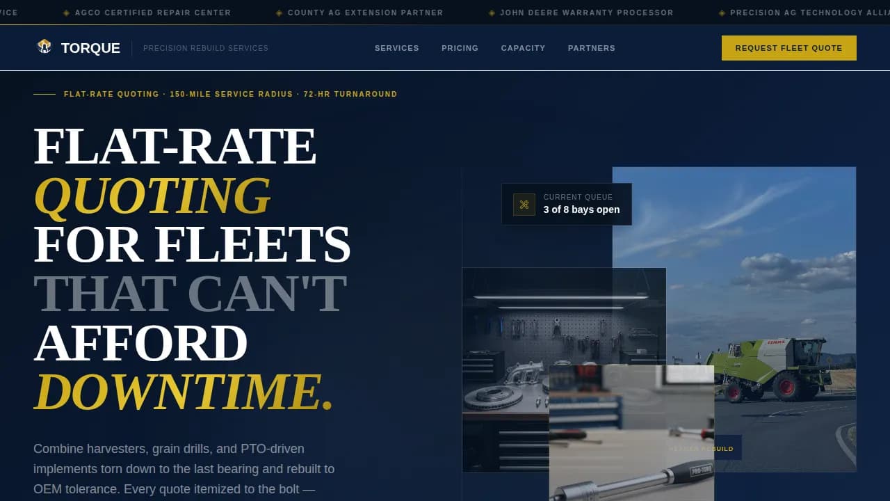 Torque — Reliable Fleet Service Booking Landing Page Template