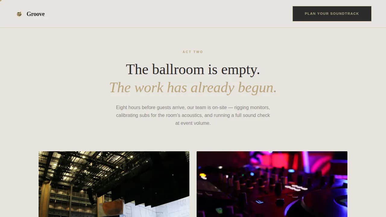 Groove - Luxe Cinematic Holiday Event DJ Landing Page Template