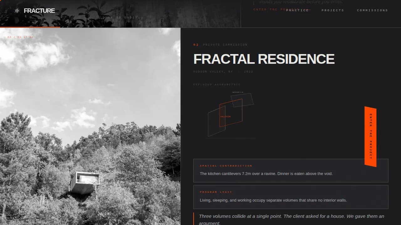 Fracture — Striking Brutalist Architecture Landing Page Template