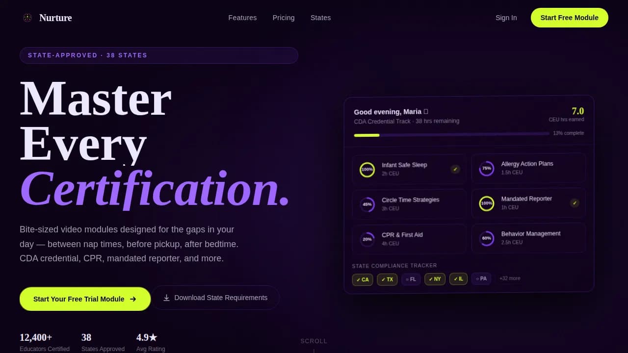 Nurture — Dynamic Daycare Platform Landing Page Template