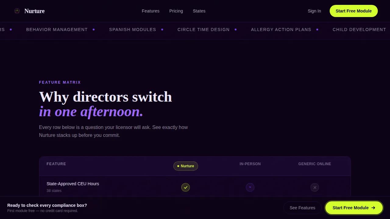 Nurture — Dynamic Daycare Platform Landing Page Template