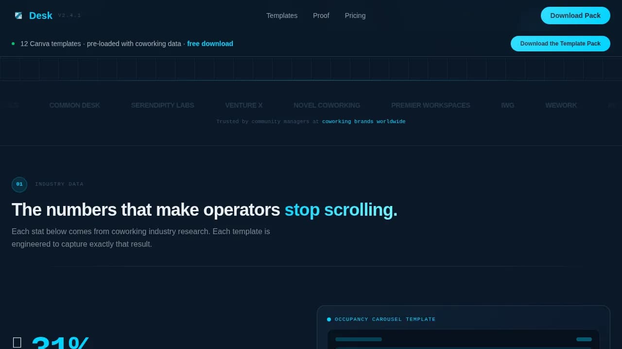 Desk — Smart Coworking Platform Landing Page Template