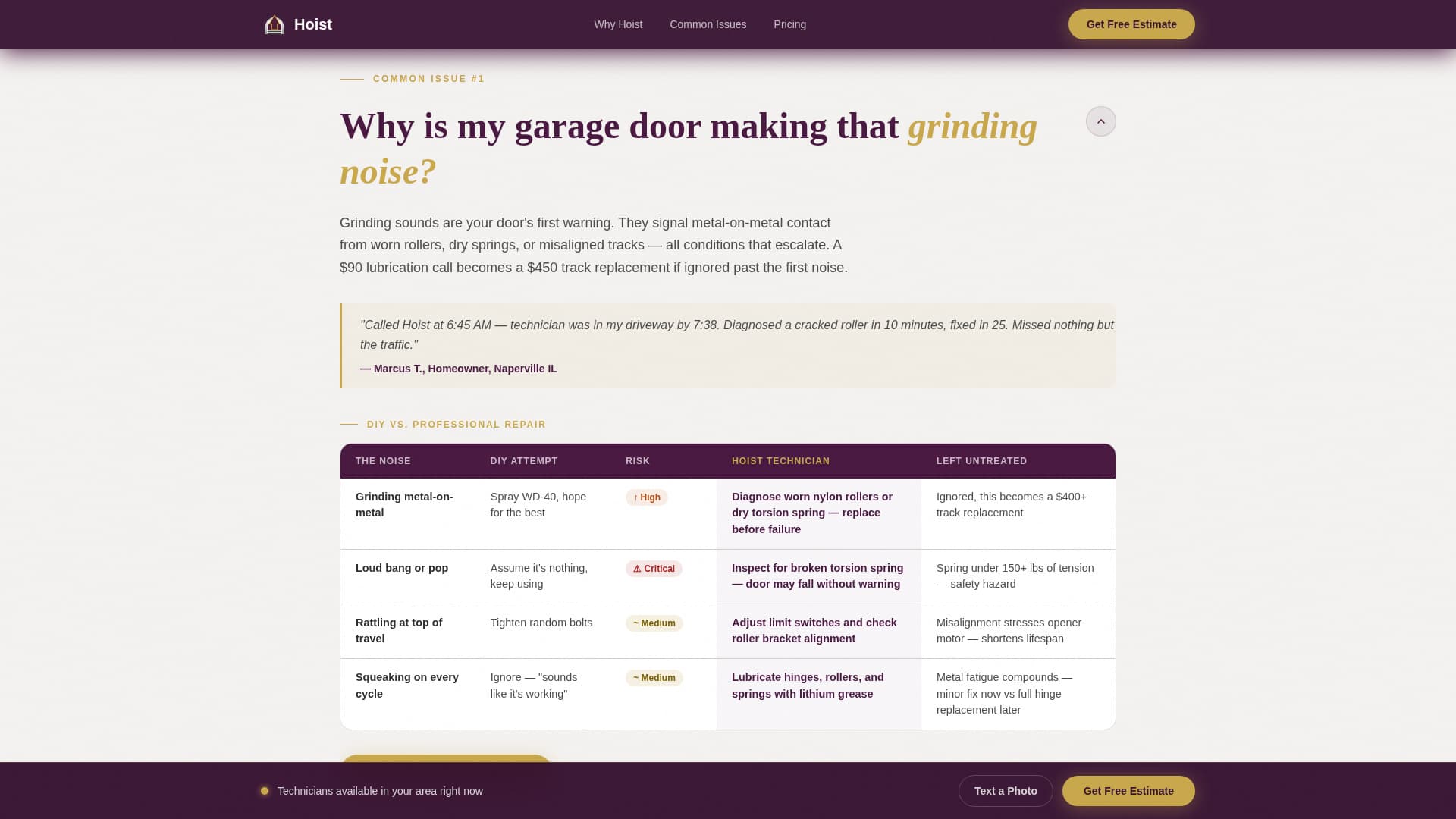 Garage Door Repair Marketing FAQ Website Template