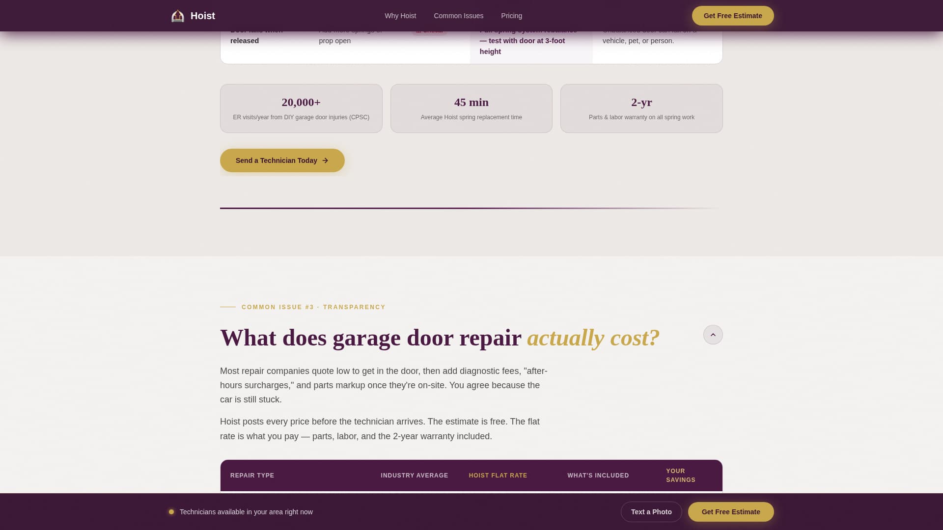 Garage Door Repair Marketing FAQ Website Template