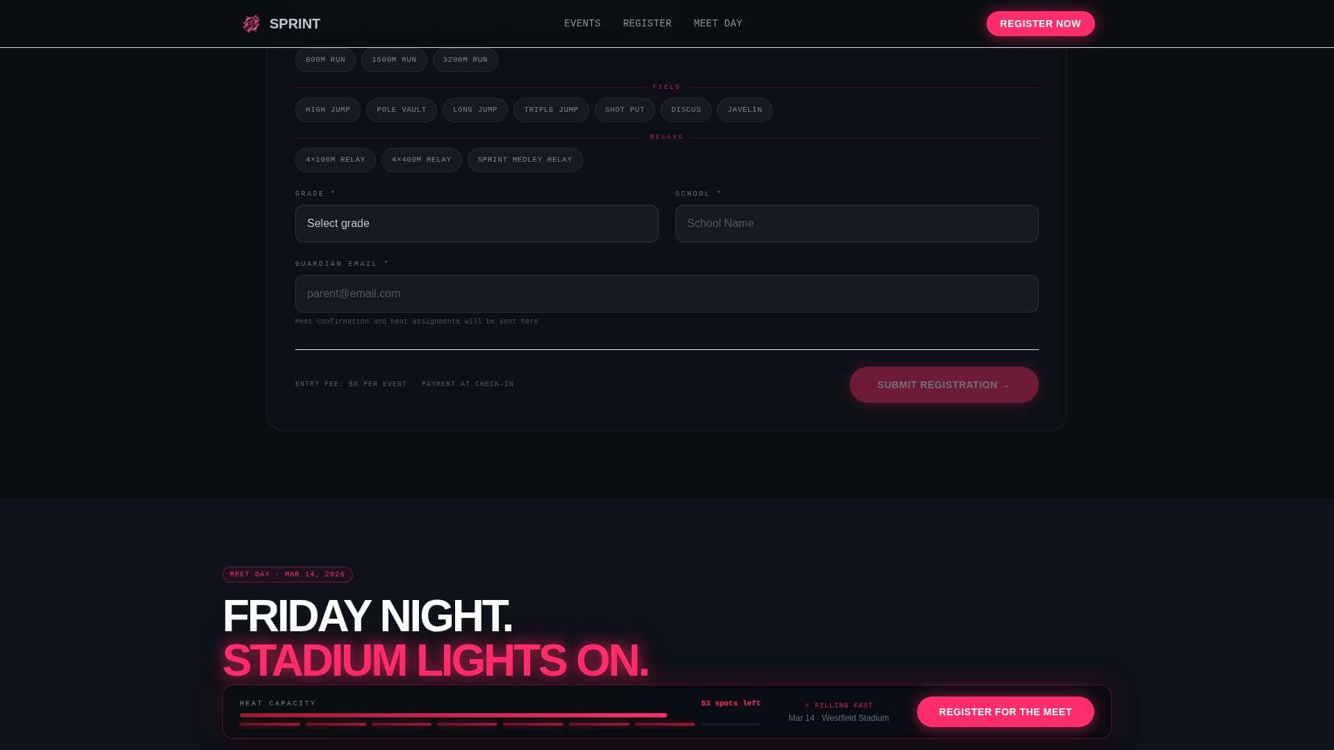 Sprint - Electrifying Trackandfield Landing Page Template