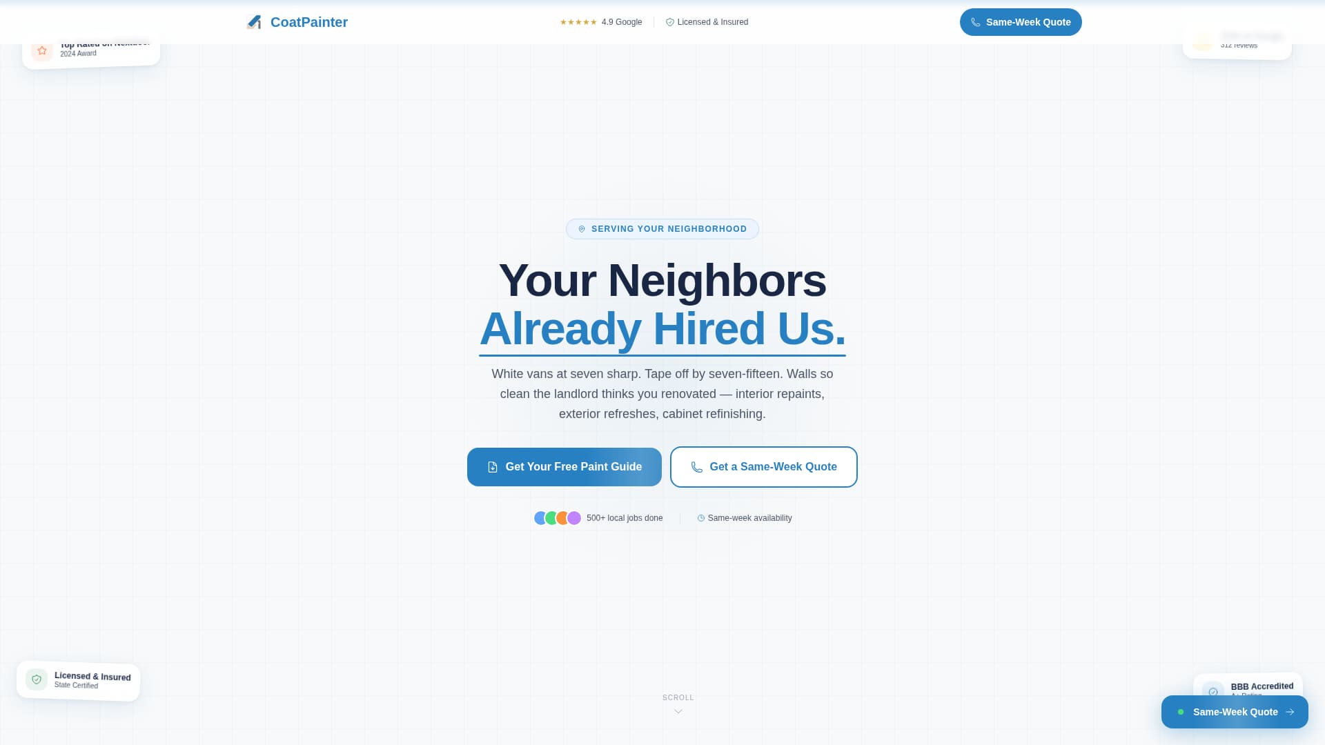 Painter Marketing Booking Website Template