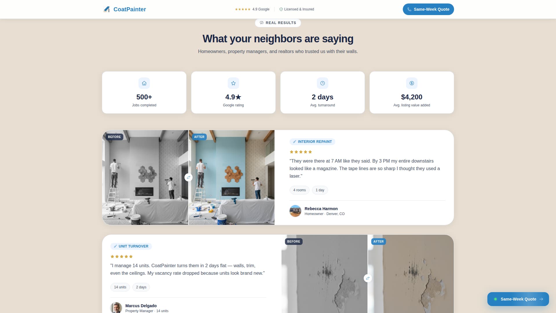 Painter Marketing Booking Website Template