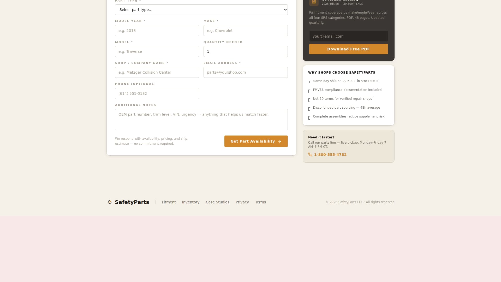 Safetyparts - Trusted Automotive Landing Page Template