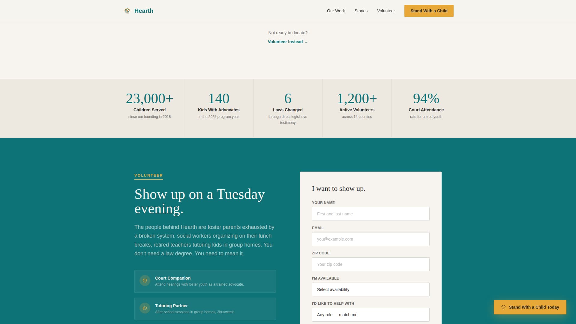Hearth - Powerful Childwelfare Landing Page Template