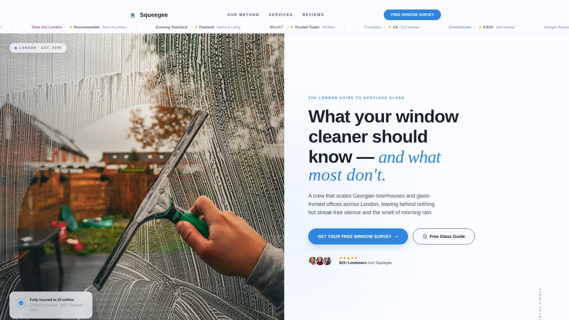 Squeegee - Spotless Windowcleaning Landing Page Template