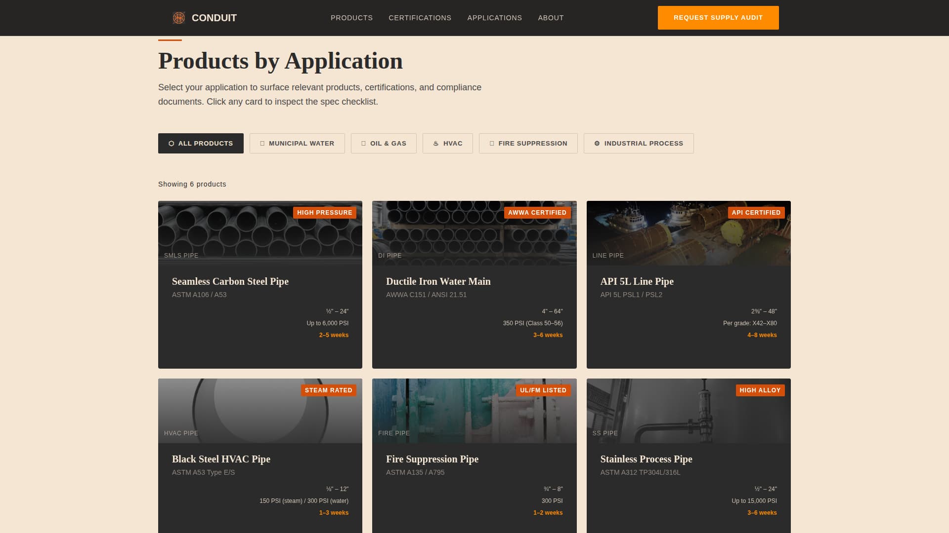 Conduit - Industrial Pipefitting Landing Page Template
