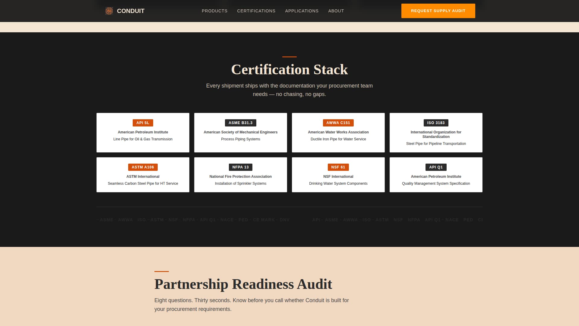 Conduit - Industrial Pipefitting Landing Page Template