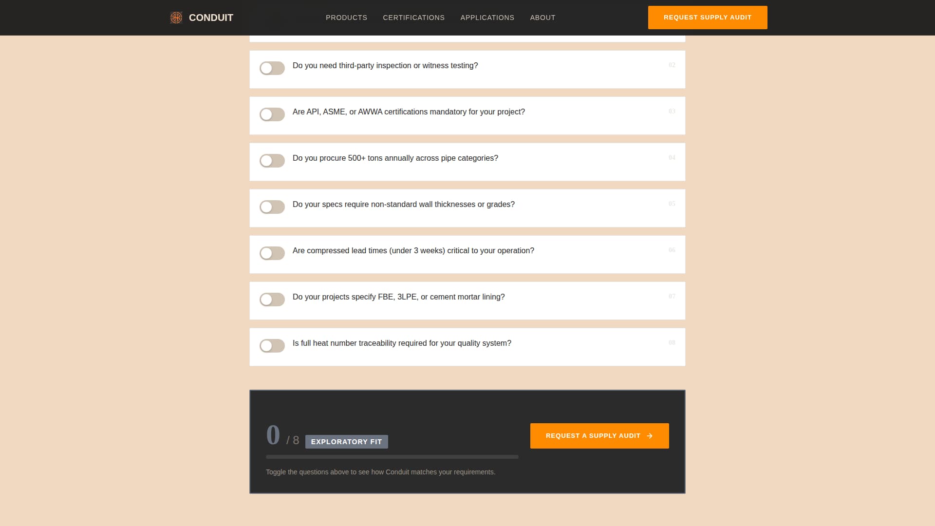 Conduit - Industrial Pipefitting Landing Page Template