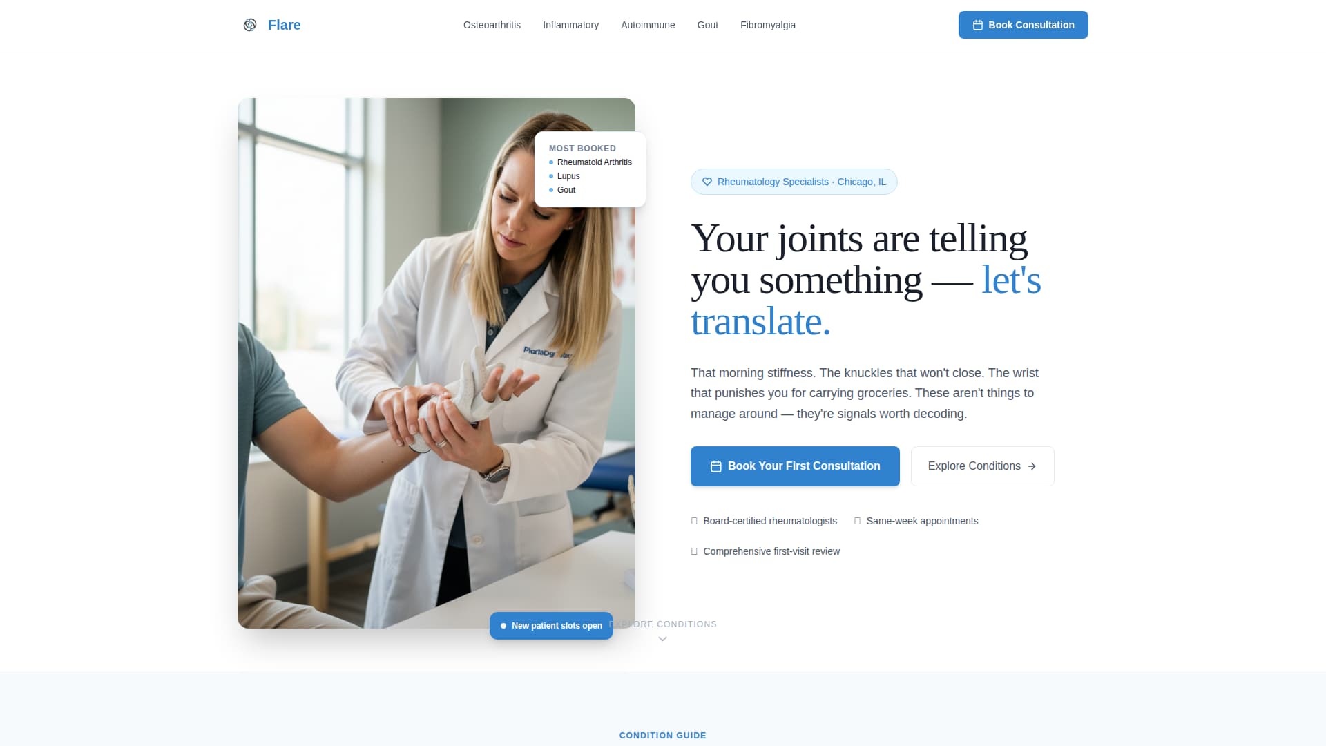 Flare — Expert Rheumatology Specialist Landing Page Template