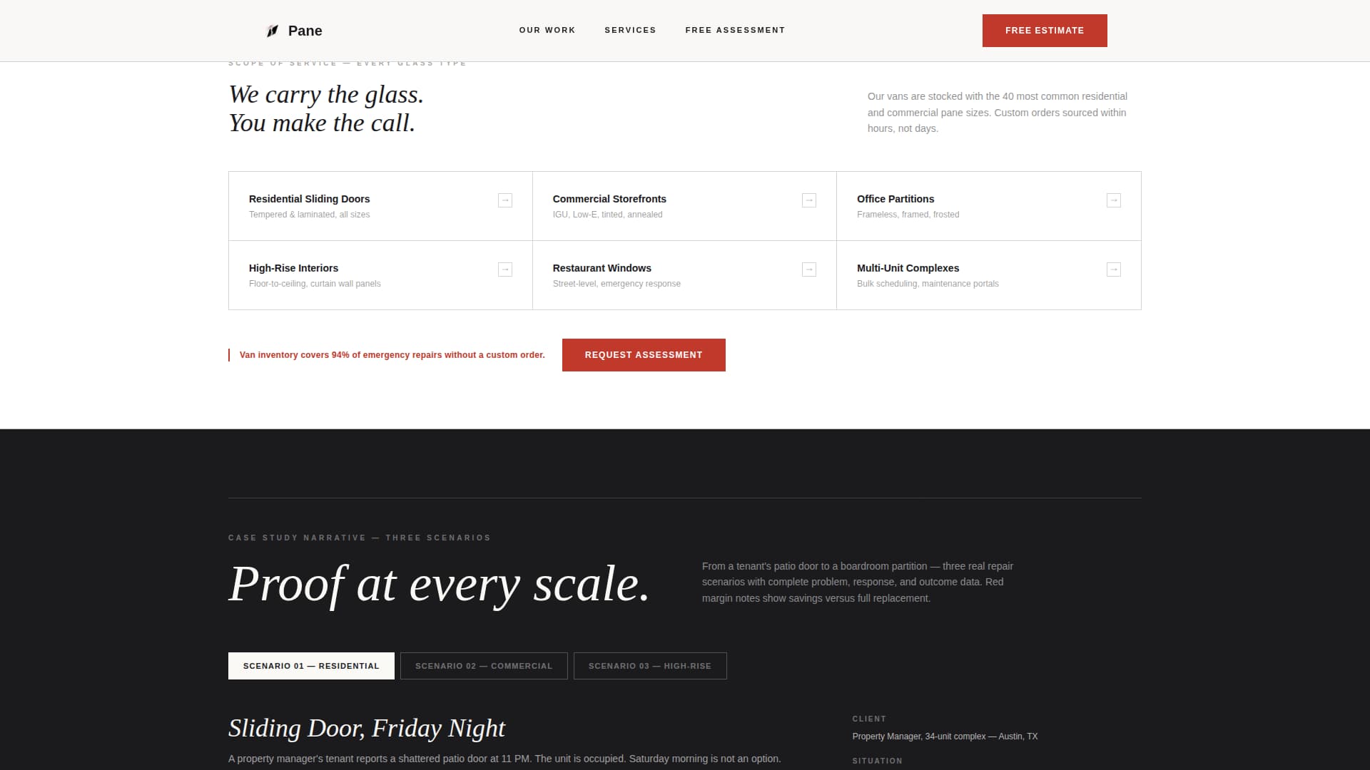 Glass Repair Marketing Professional Website Template