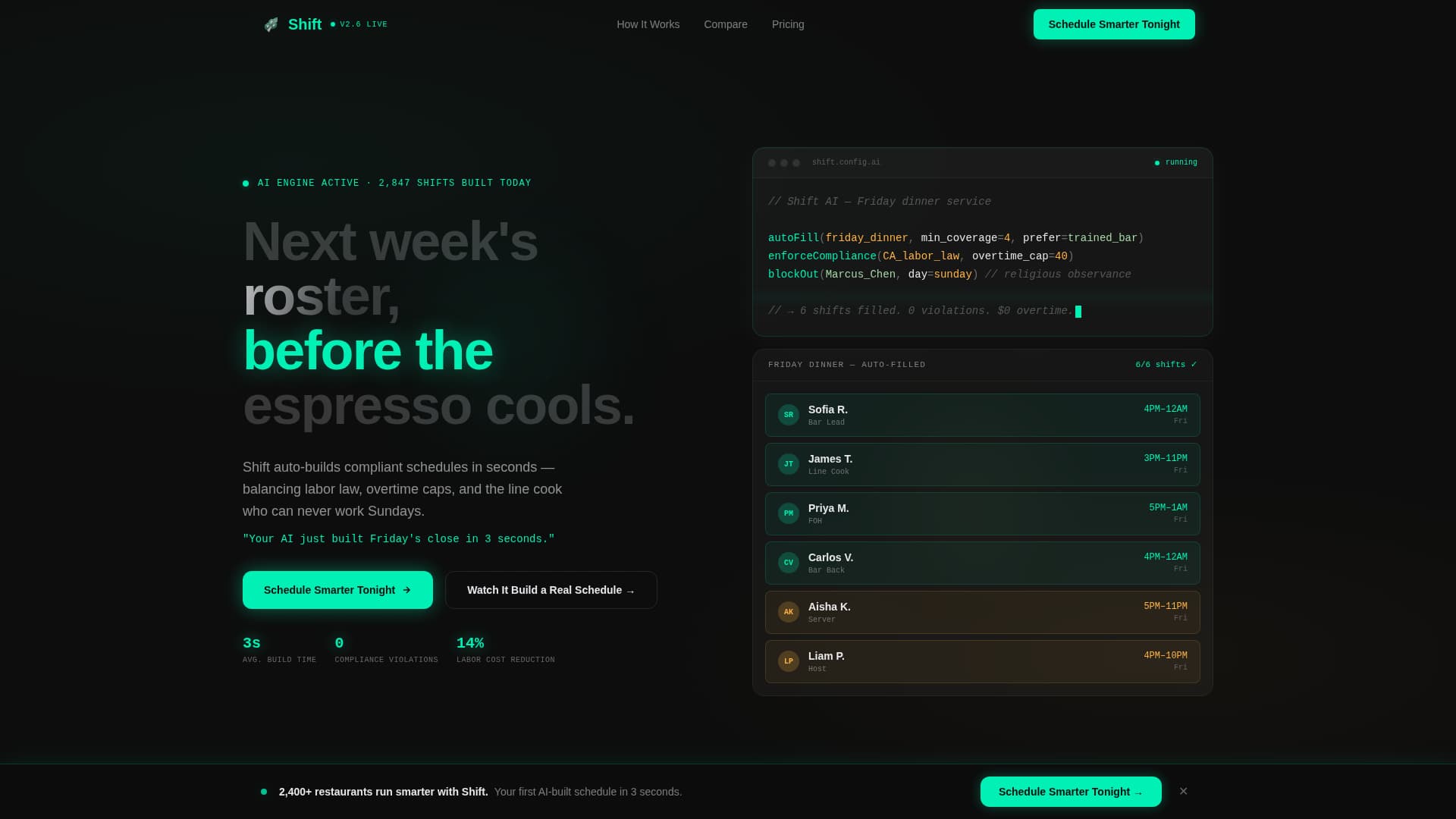 Shift - Intelligent Scheduling Landing Page Template