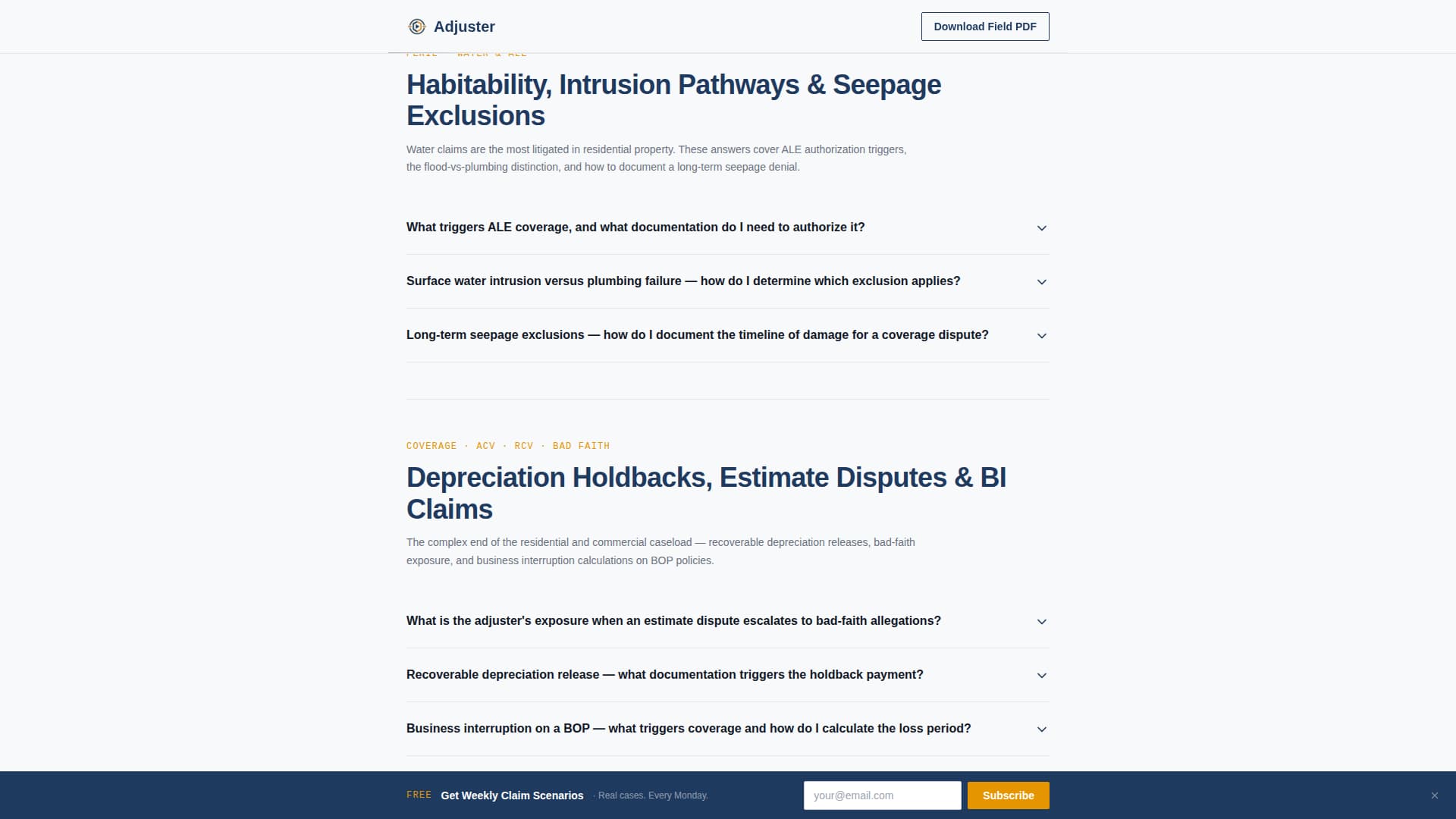 Insurance Adjuster FAQ Website Template