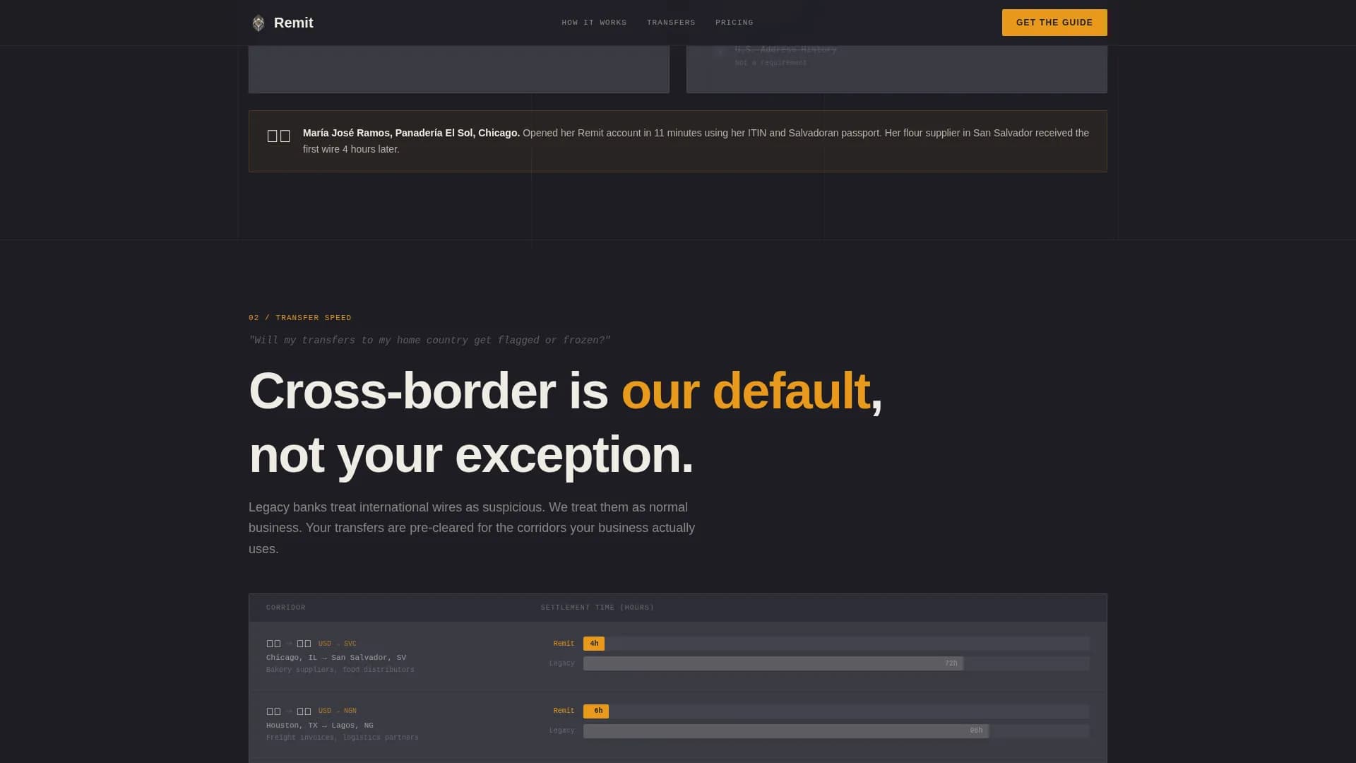 Remit - ITIN-Ready Cross-Border Business Checking Landing Page Template