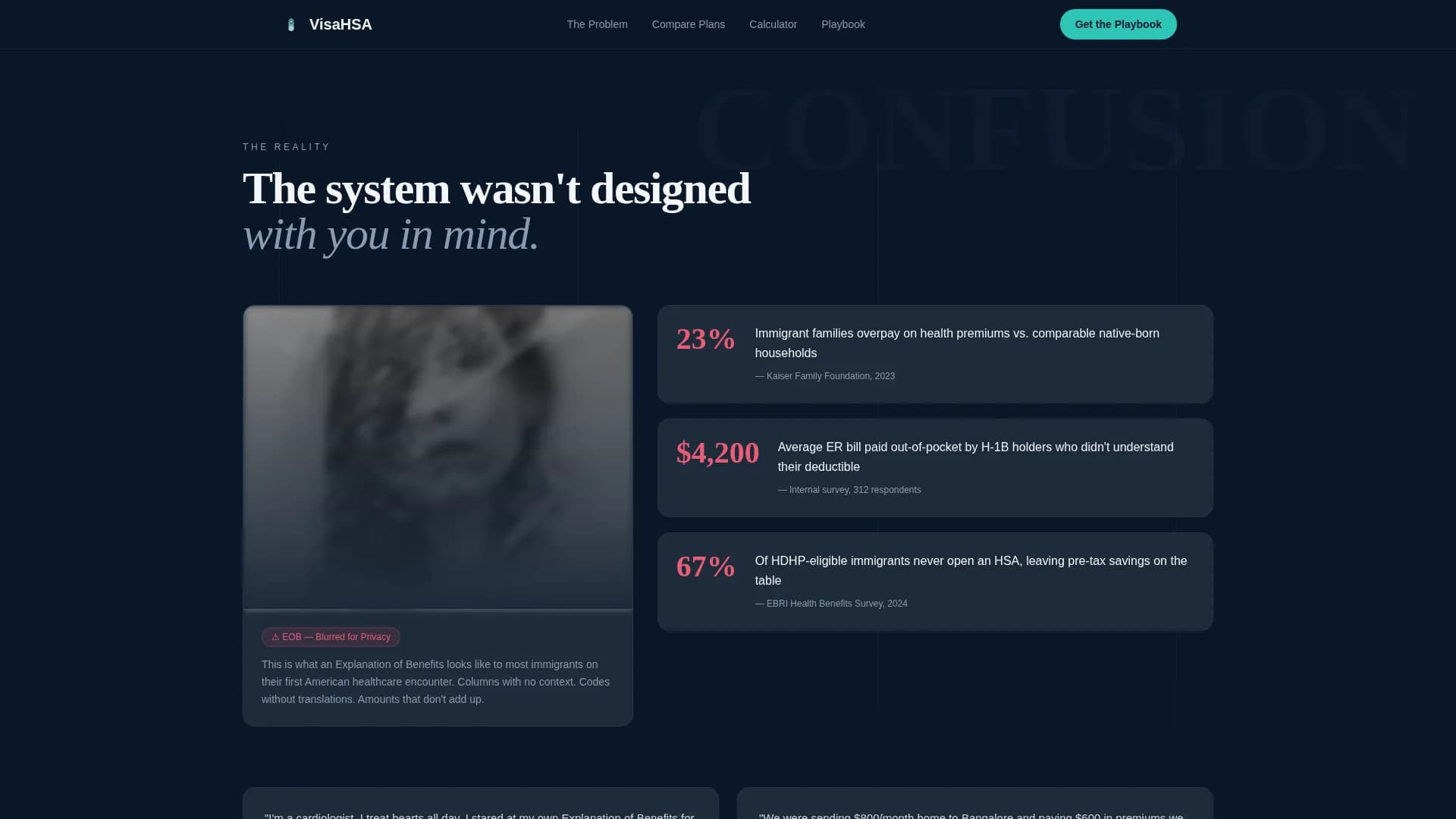 Visa - Immigrant HSA Comparison Landing Page Template