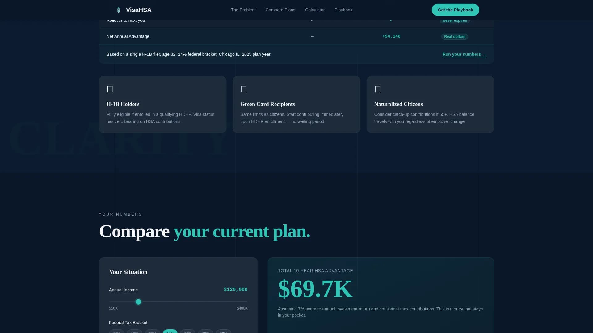 Visa - Immigrant HSA Comparison Landing Page Template