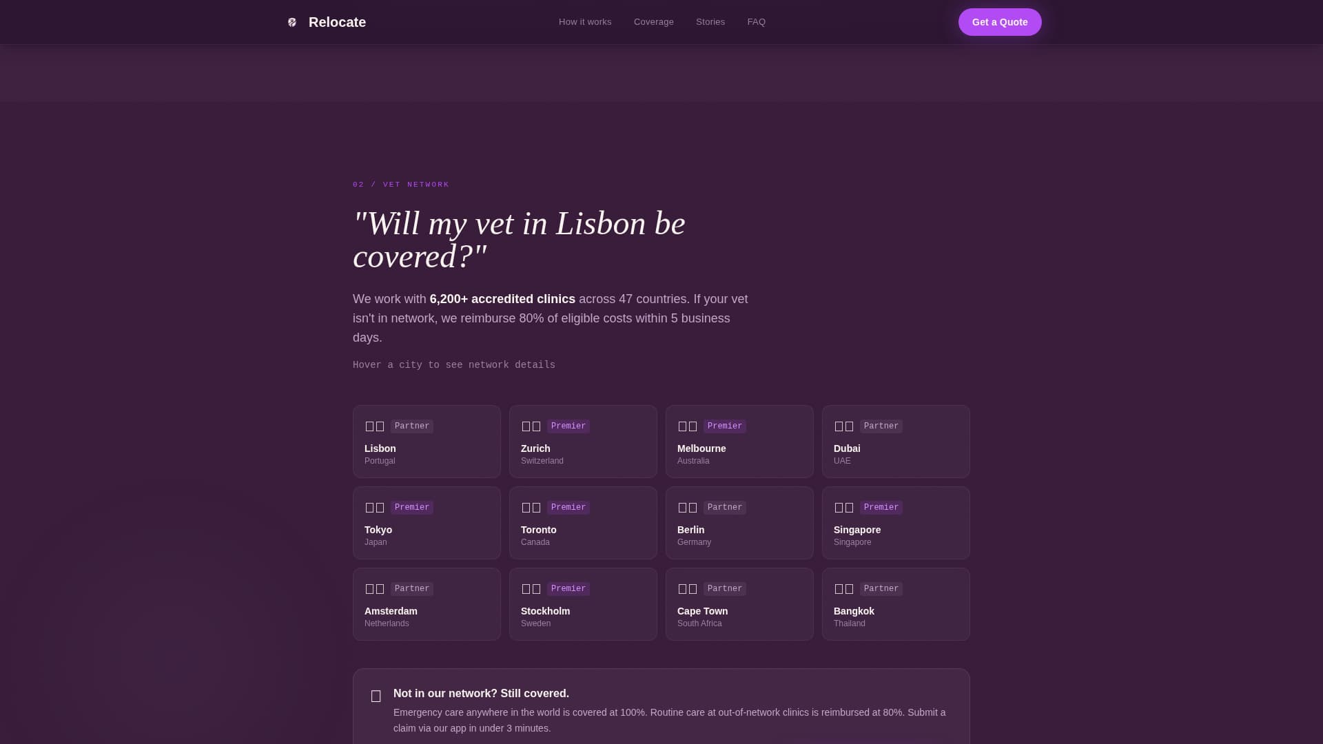 Relocate - Seamless Expatpetinsurance Landing Page Template
