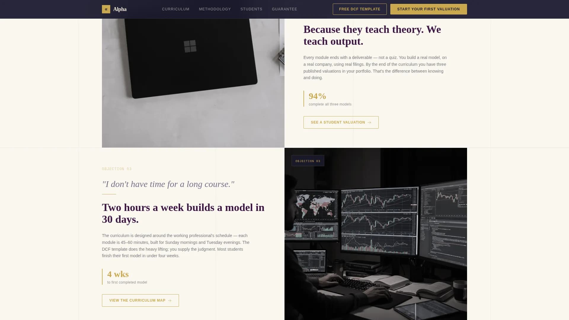 Alpha - Institutional Investing Education Landing Page Template