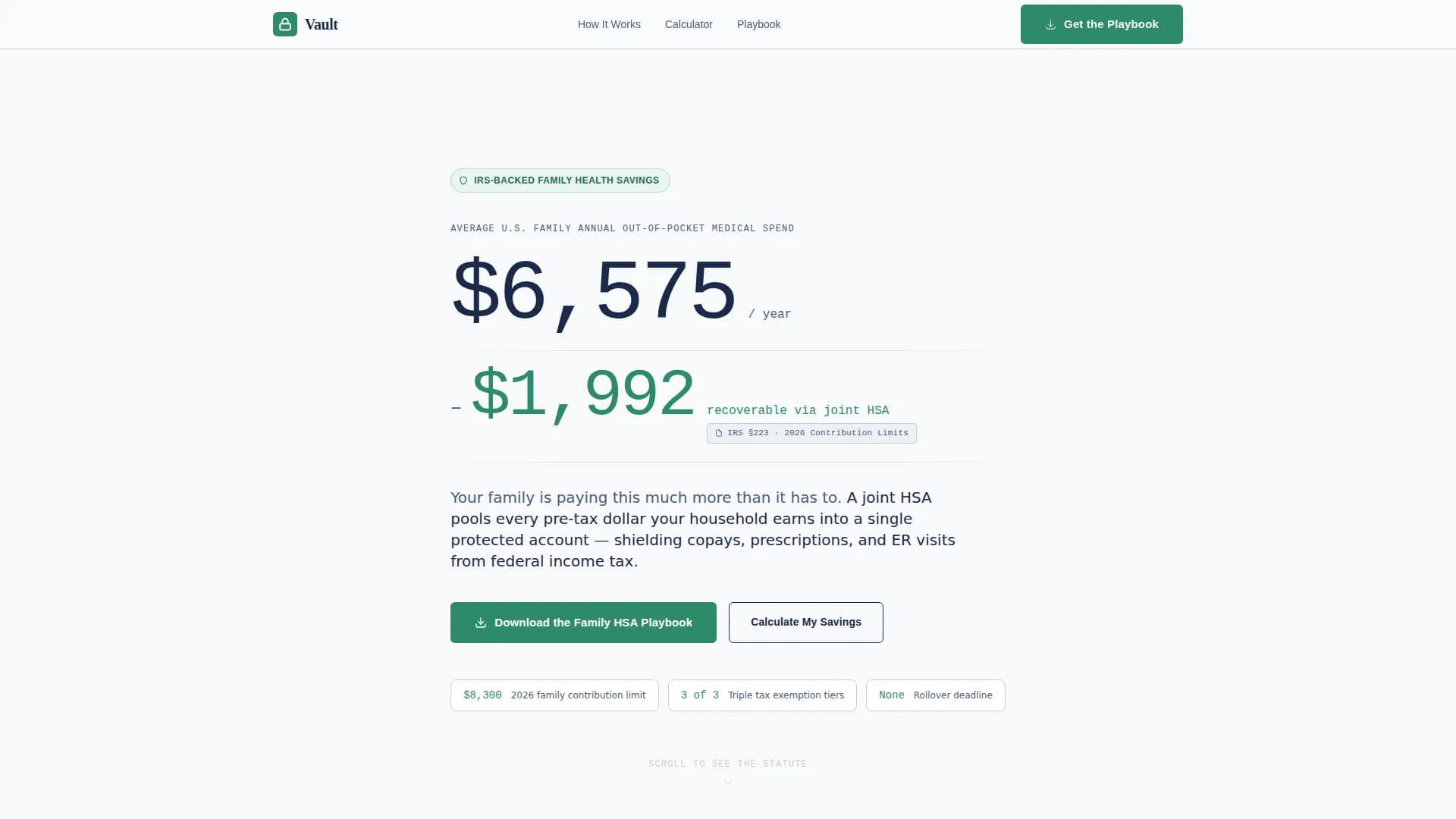 Vault - Guaranteed Family HSA Savings Landing Page Template