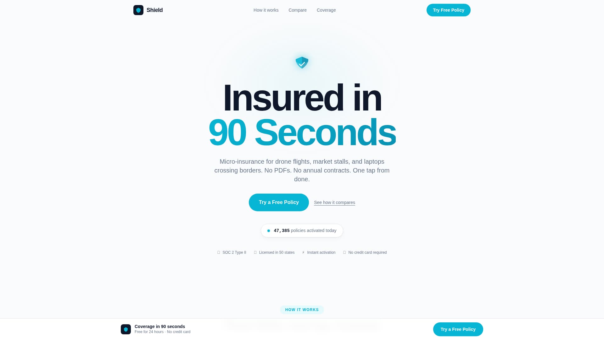 Shield - Instant Microinsurance Landing Page Template