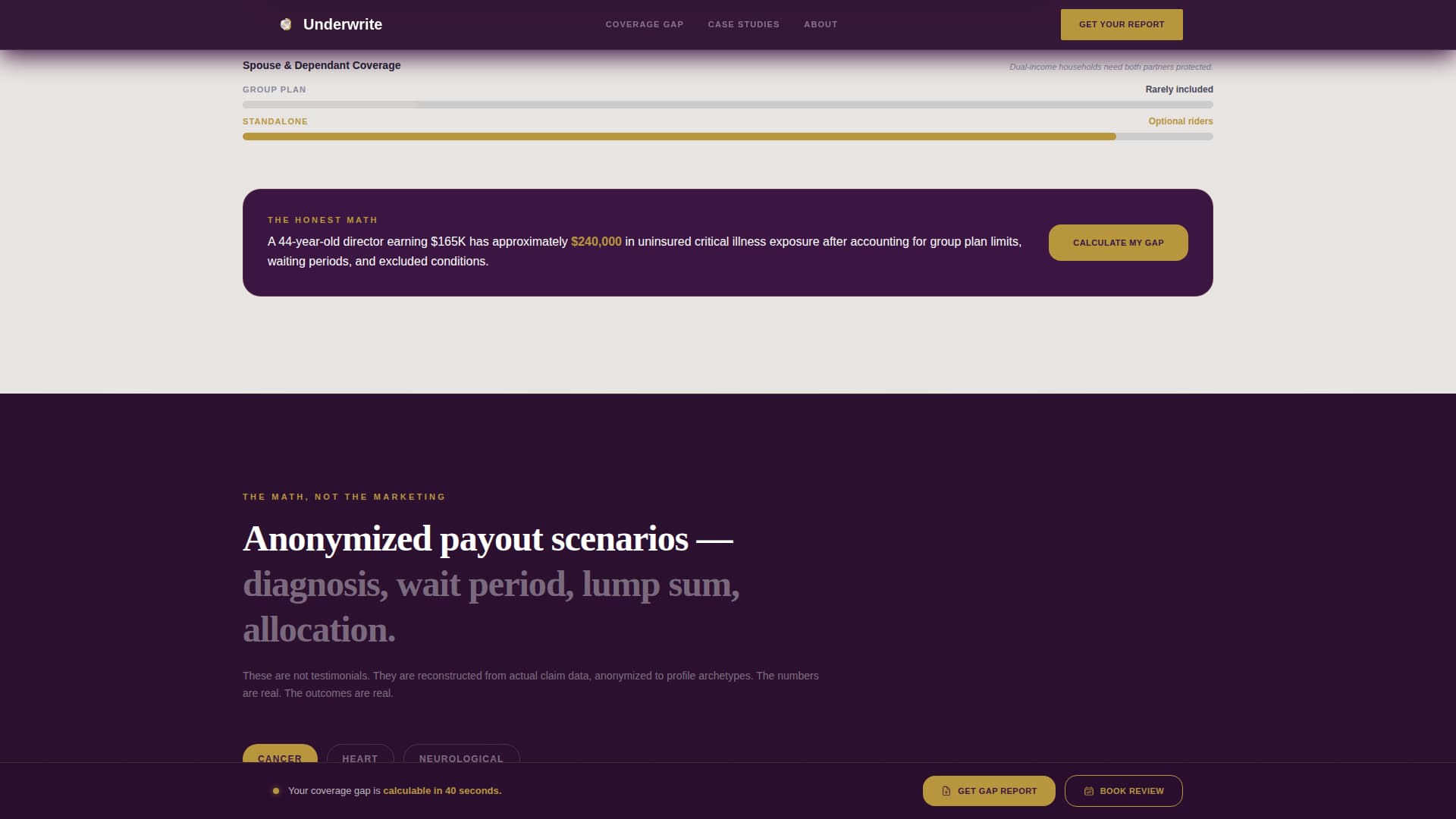 Underwrite - Authoritative Criticalillness Landing Page Template