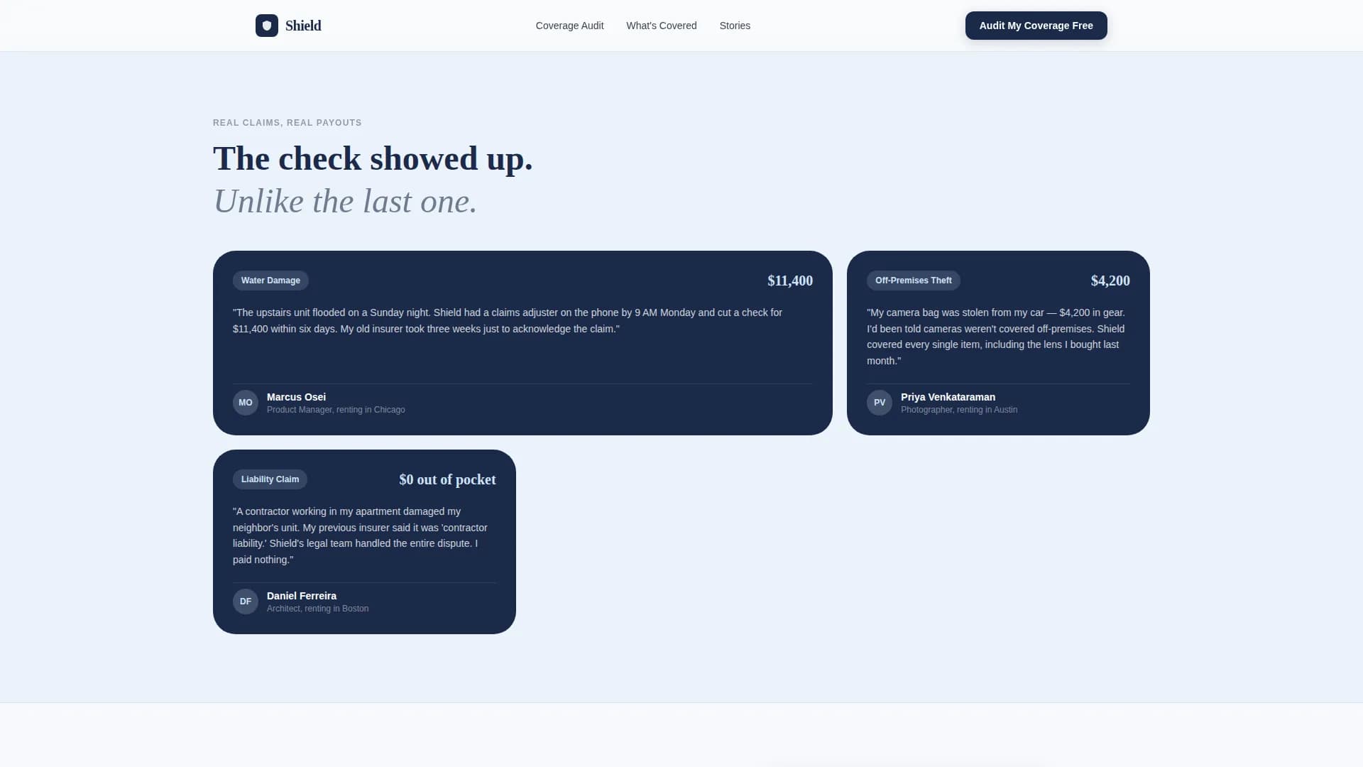 Shield - Trusted Coverage Audit Landing Page Template