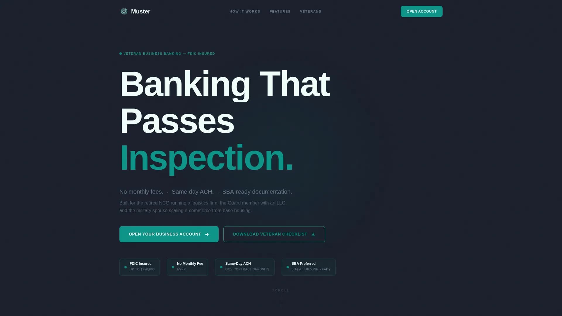 Establish — Veteran Business Checking Landing Page Template