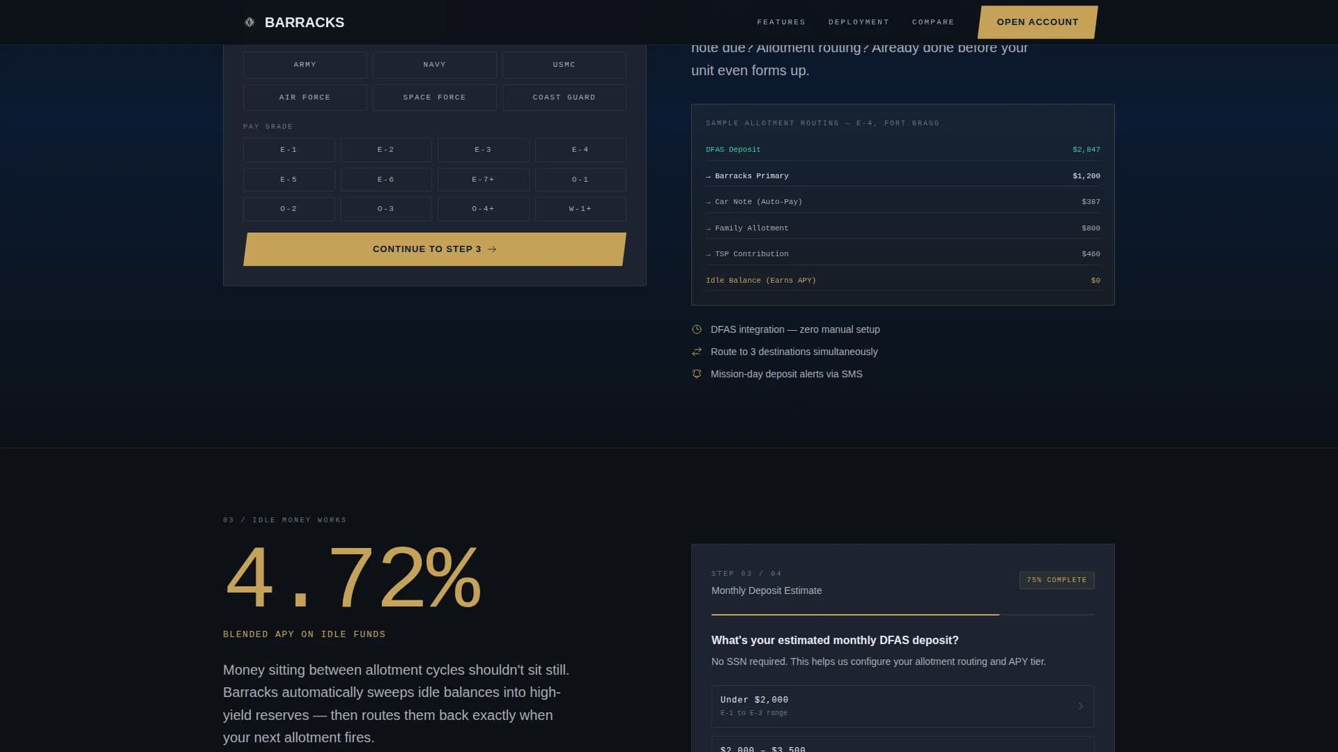 Deploy — Military Checking Account Landing Page Template