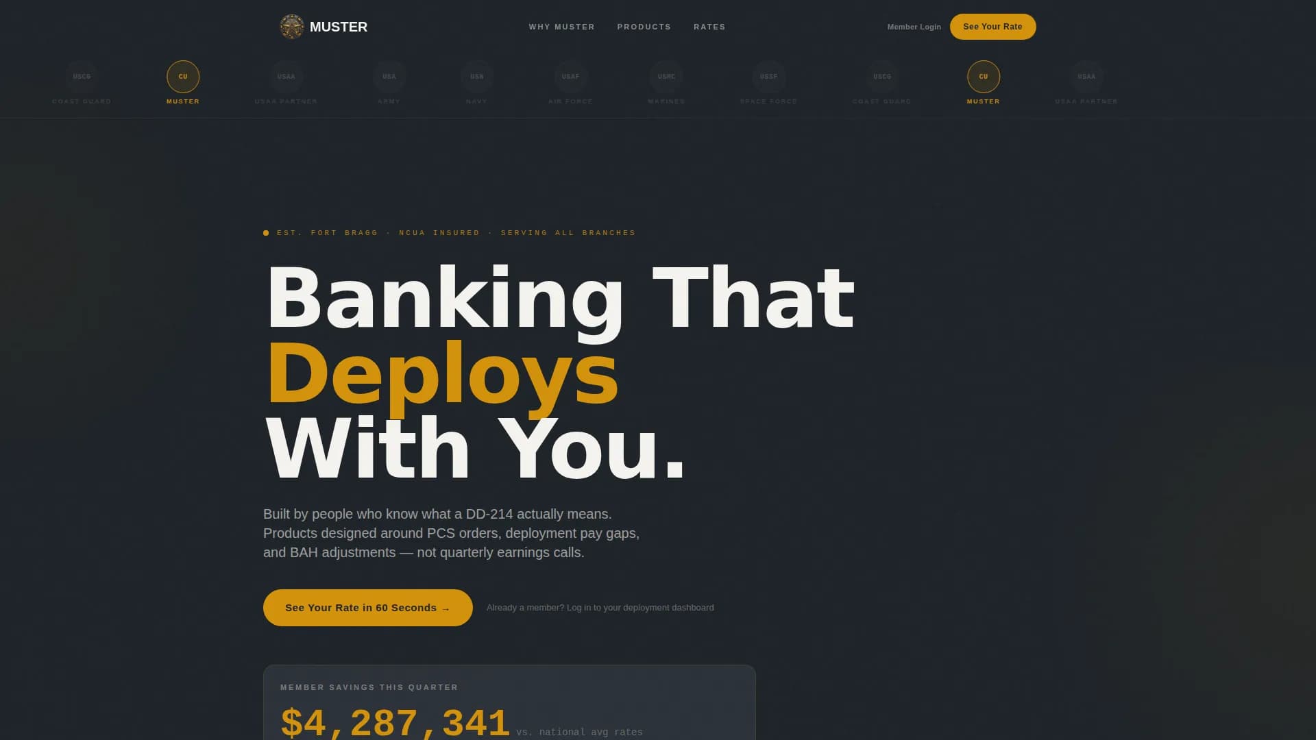 Honor — Military Credit Union Landing Page Template