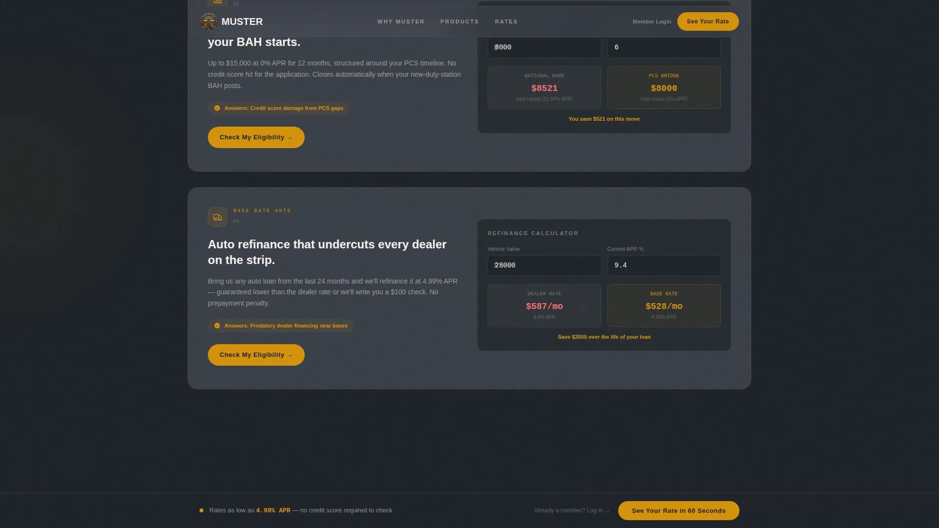 Honor — Military Credit Union Landing Page Template