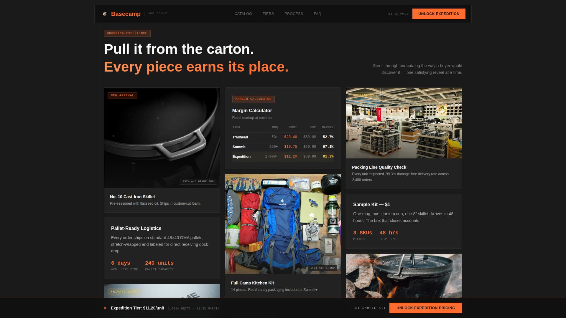 Camping Cookware & Gear Store Pricing Website Template