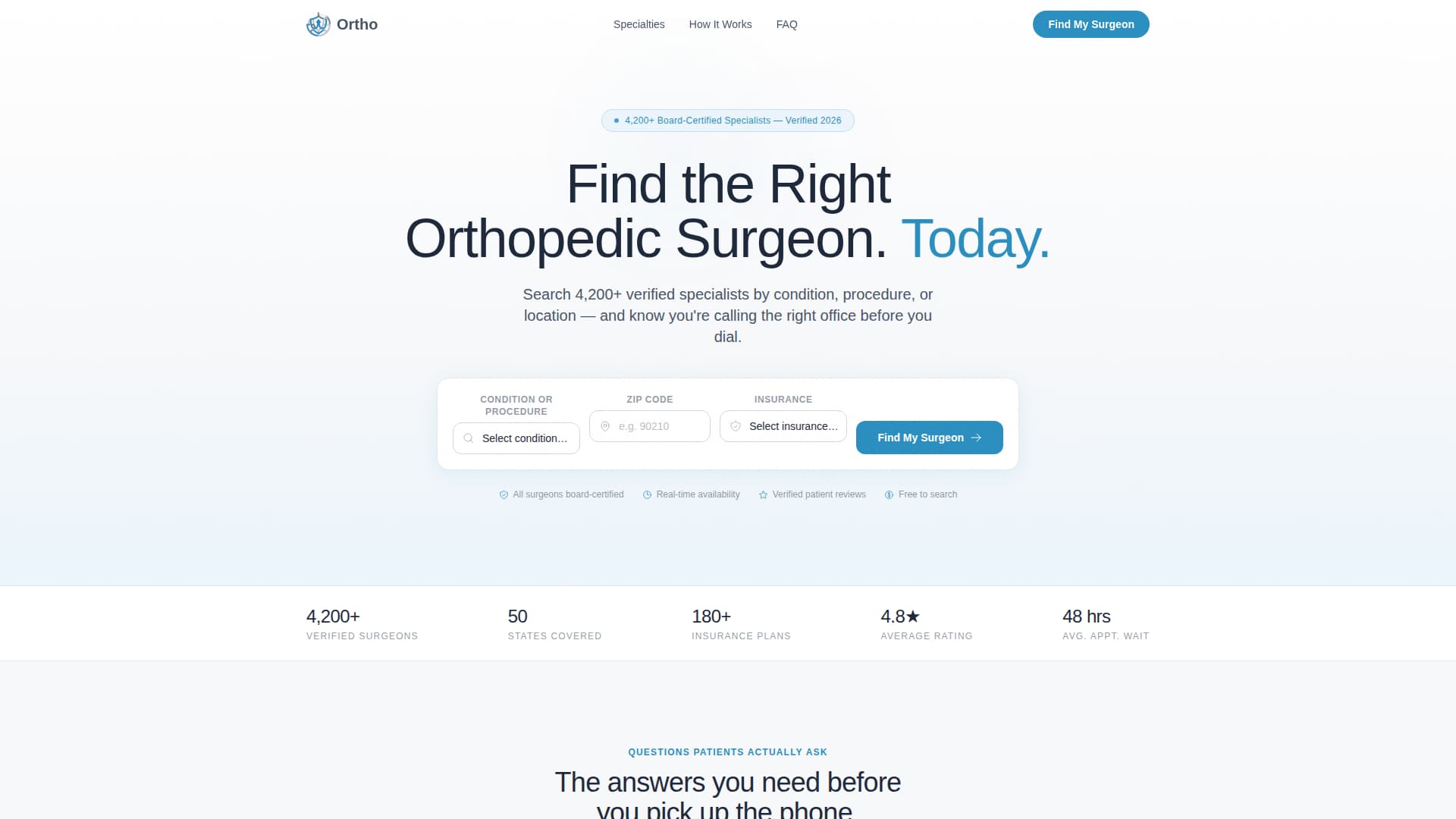 Orthopedic Surgeon FAQ Website Template